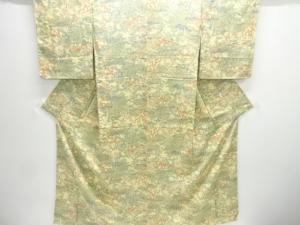 未使用品　垣根に草花模様小紋着物